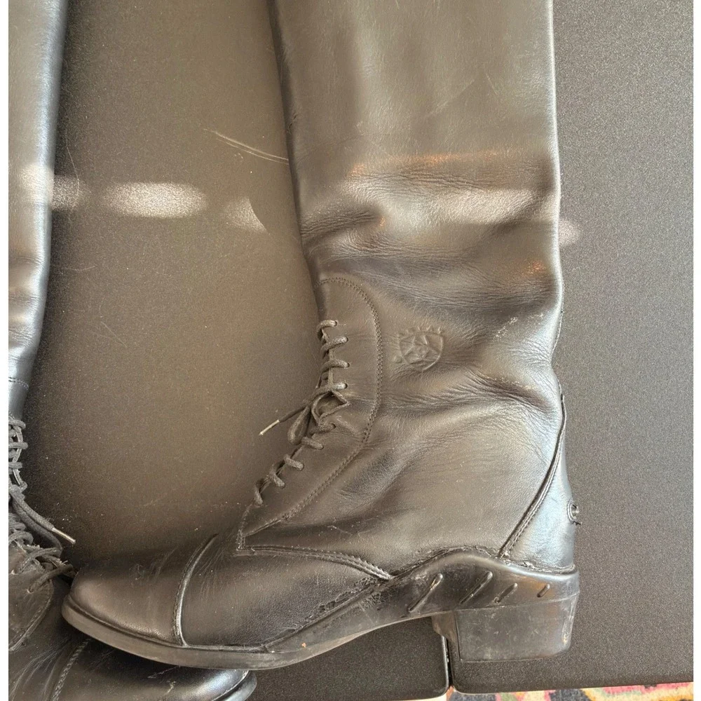 Ariat English‎ Black Leather Riding Boots Lace Up Western Equestrian Size 6.5